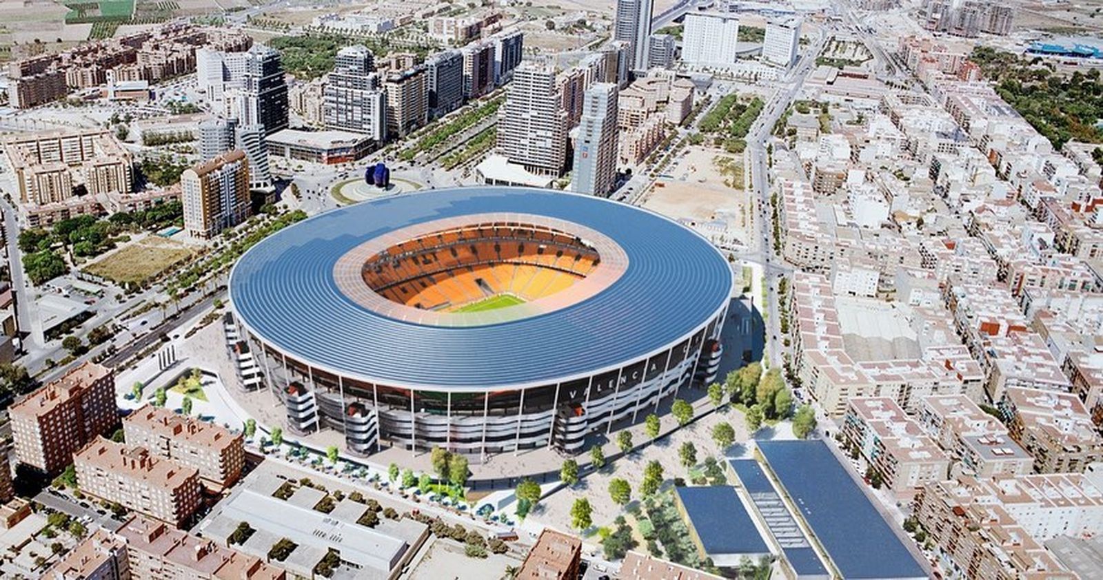 Recreació de l'estadi de Mestalla