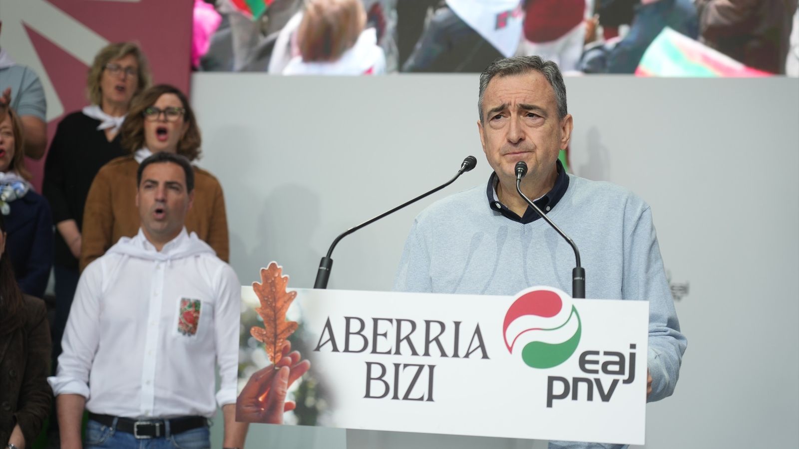 Imatge d'arxiu del president del PNB, Aitor Esteban, durant l'Aberri Eguna el 5 d'abril de 2026