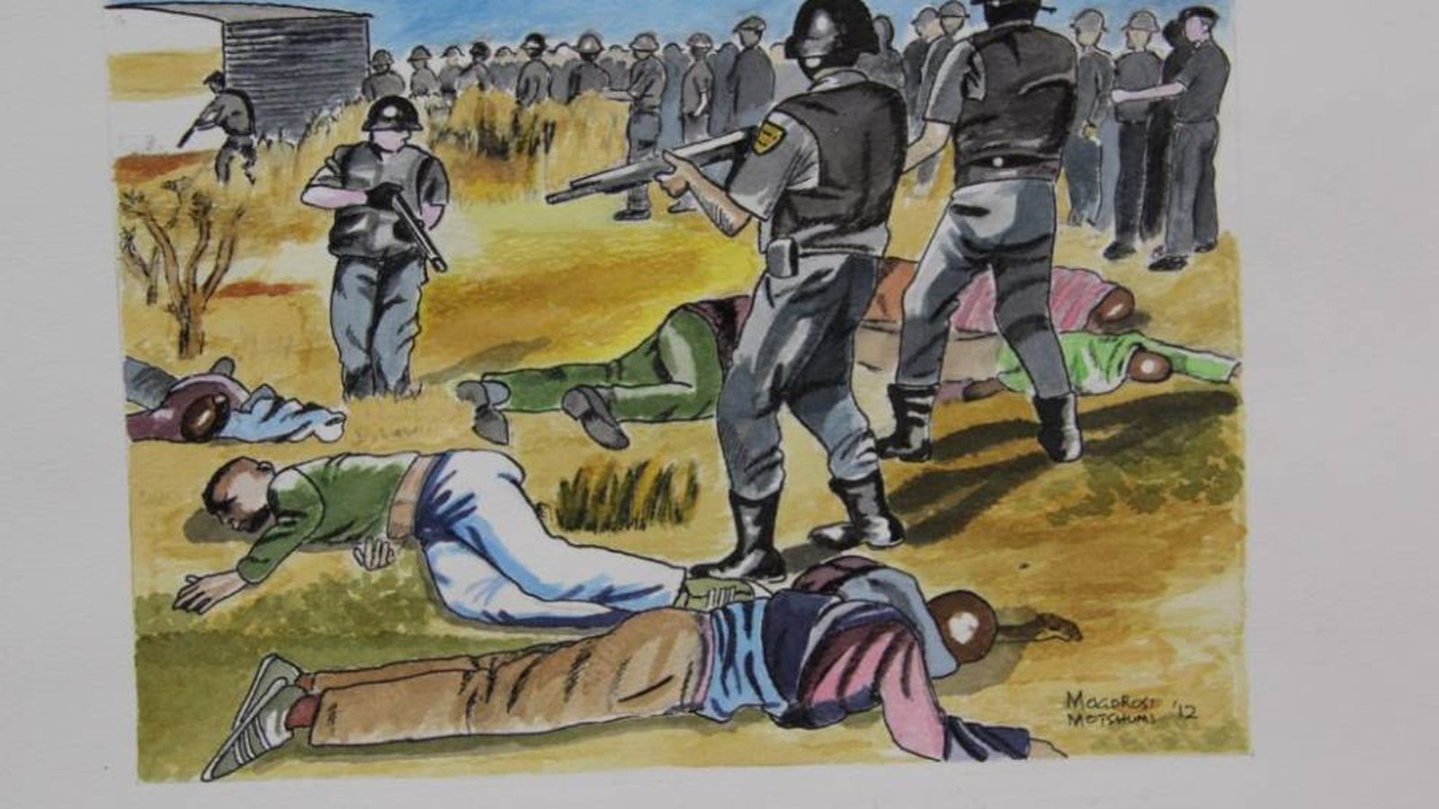 La repressió racista segons l'artista Mogorosi Motshumi (1955, Batho, Sud-àfrica)