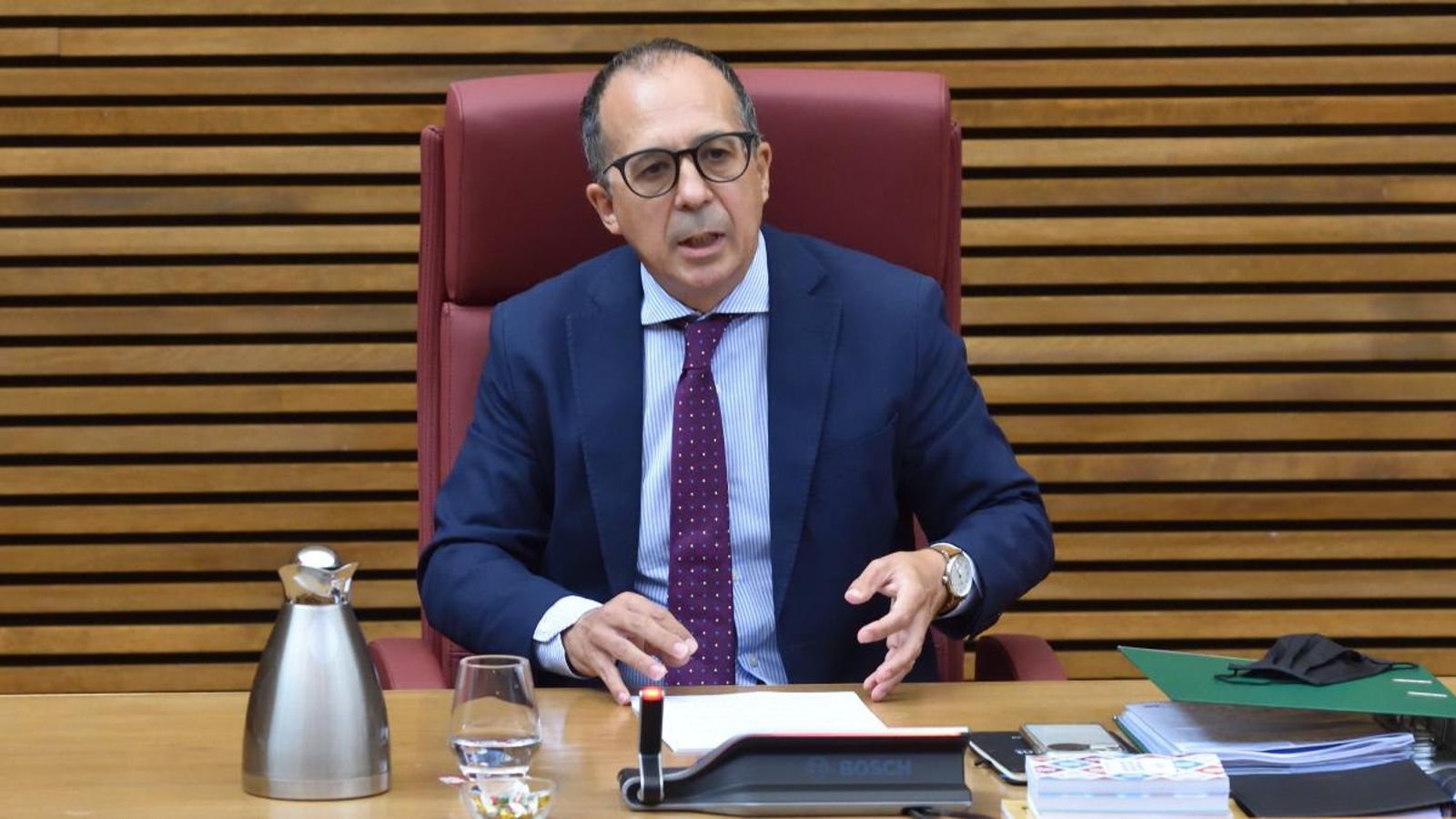 Soriano durant la seua compareixença en les Corts