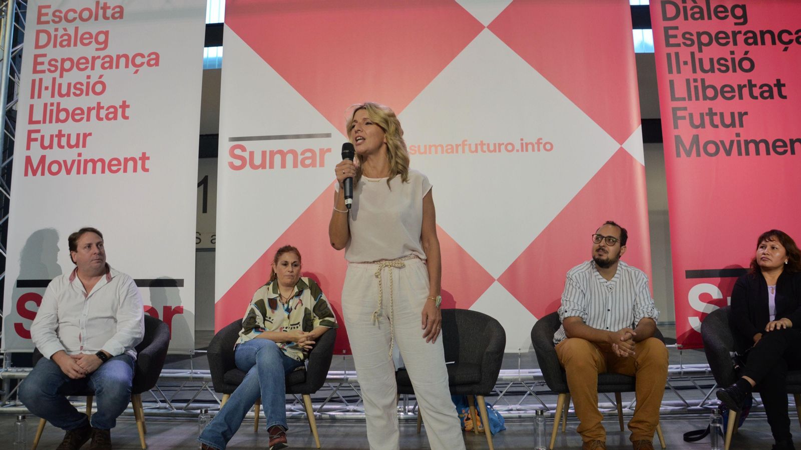 La vicepresidenta en funcions i líder de Sumar, Yolanda Díaz, en un acte de partit recent