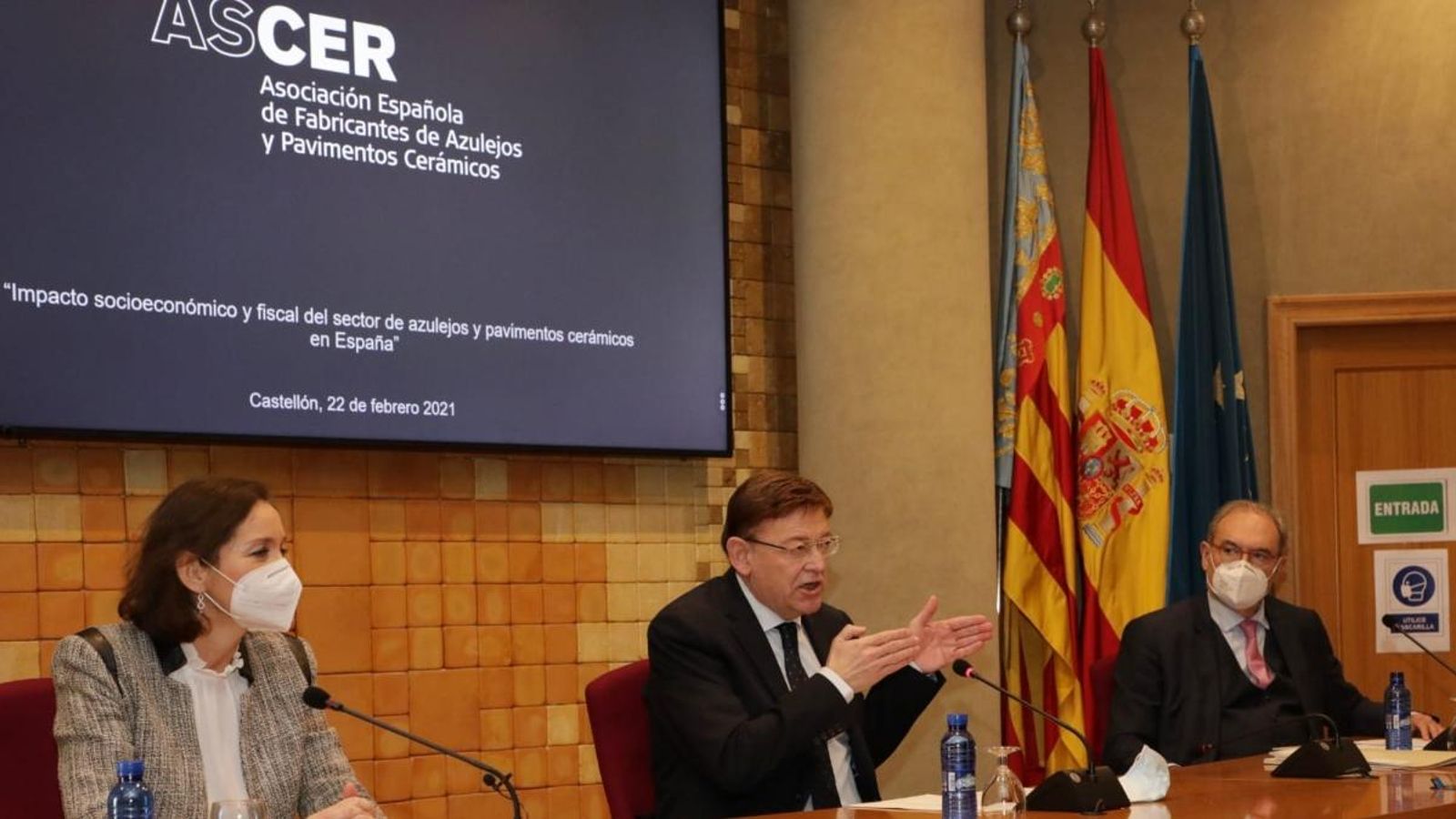 Reyes Maroto, Ximo Puig i Vicente Nomdedéu, aquests dilluns a la seu d'Ascer a Castelló de la Plana