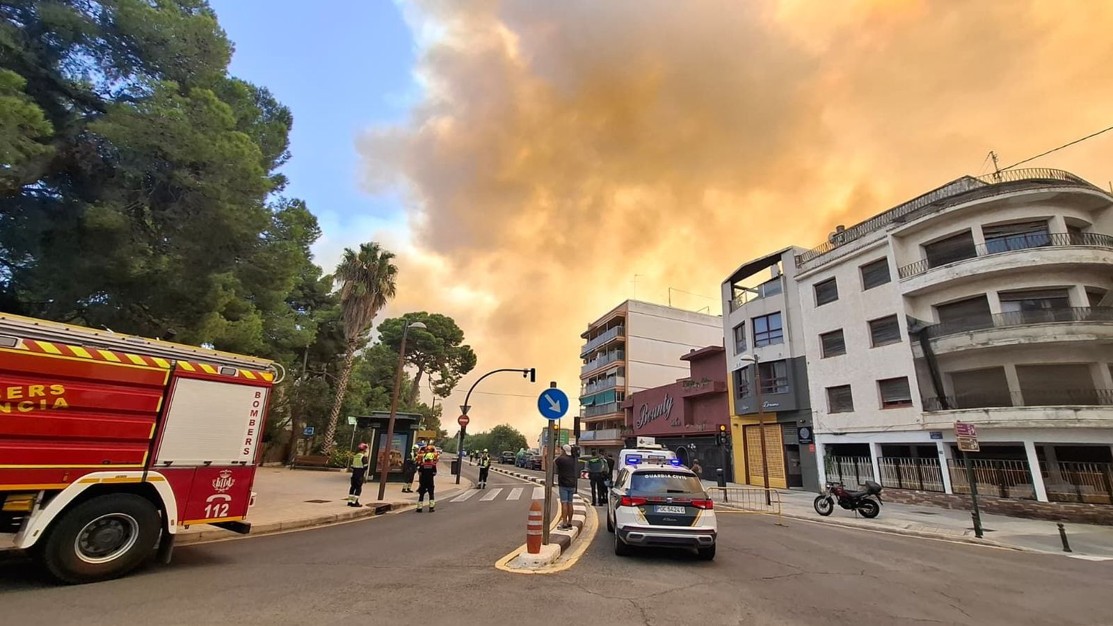 La columna de fum de l'incendi, pròxima a la pedania del Saler