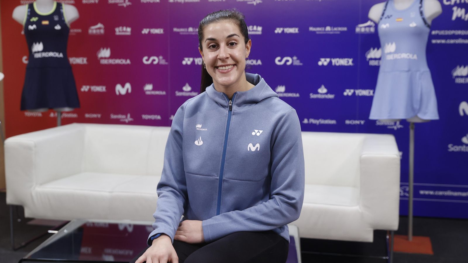 Carolina Marín, durant una conferència de premsa que ha tingut lloc en la seu del CSD Carolina Marín, durant una