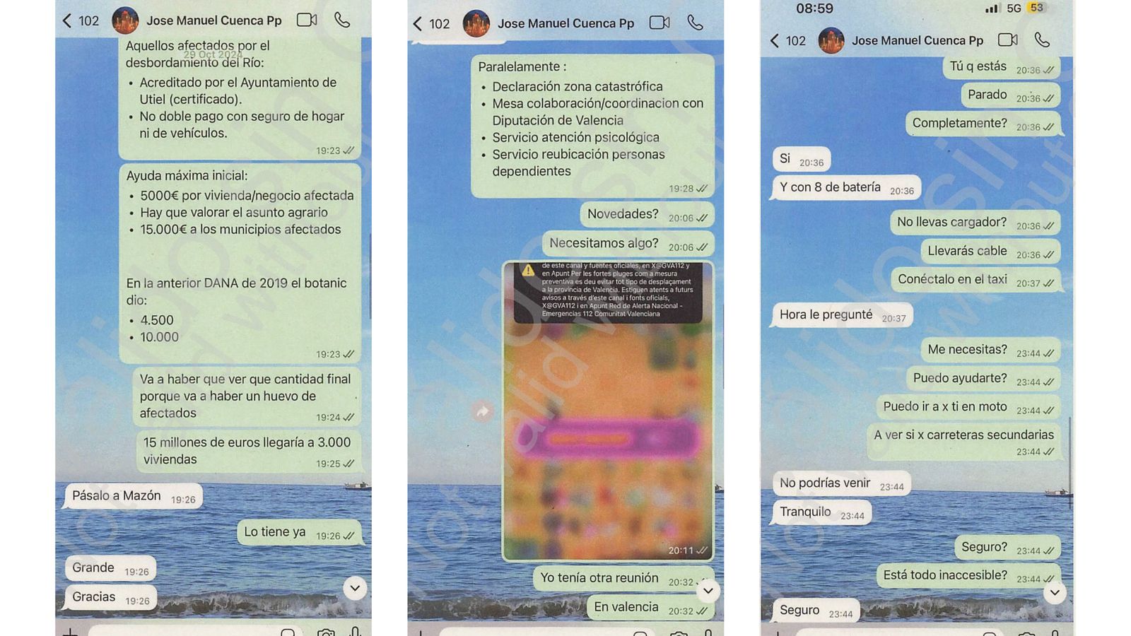 Captures de pantalla de la conversa entre Cayetano i Cuenca