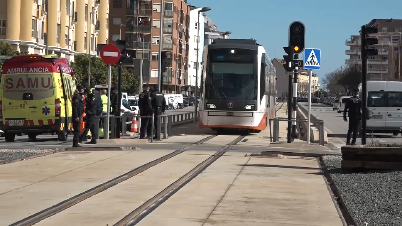 Lloc on s'ha produït l'accident amb el tramvia a Denia