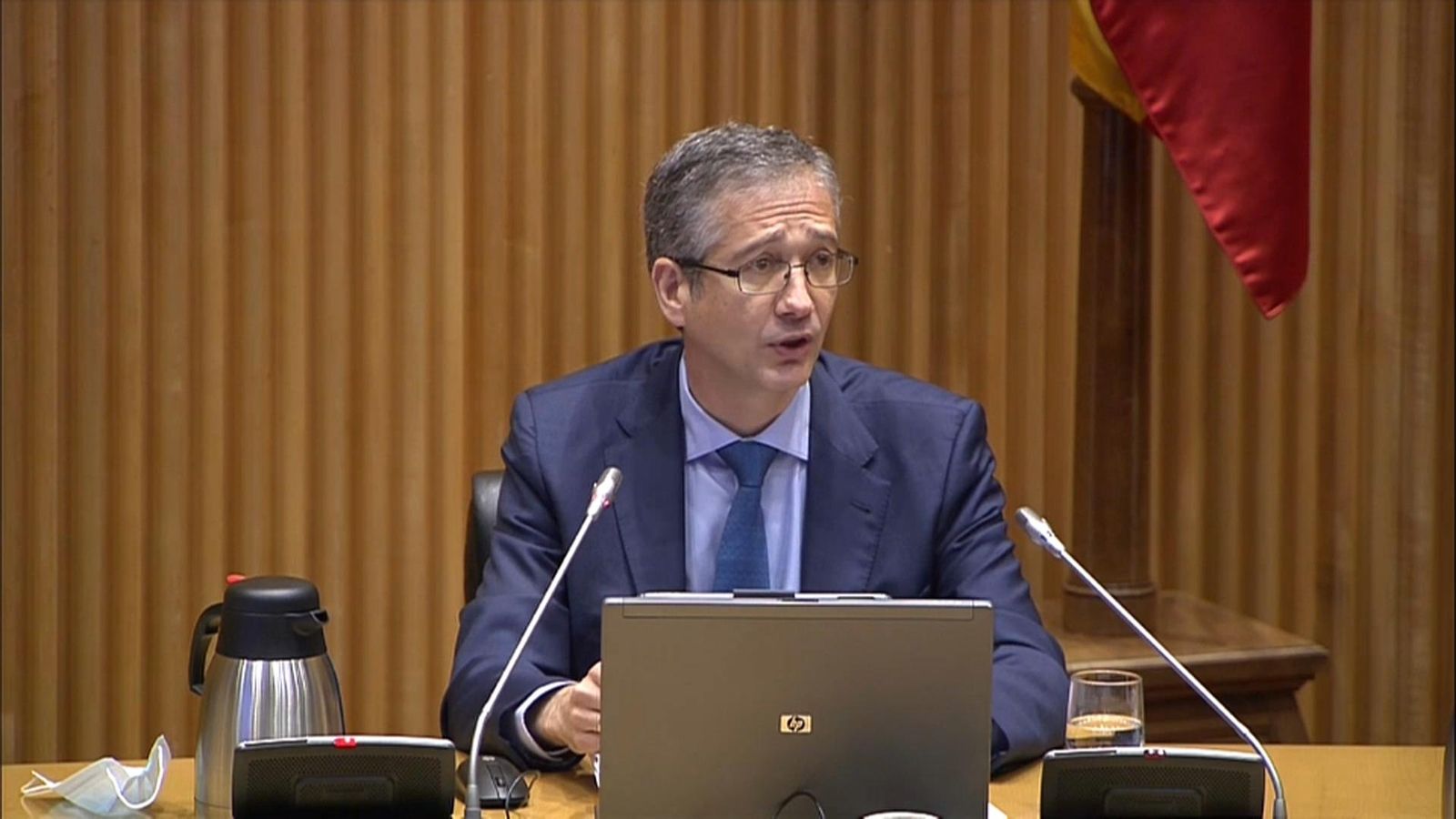 El governador del Banc d'Espanya, aquest dimarts en el Congrés