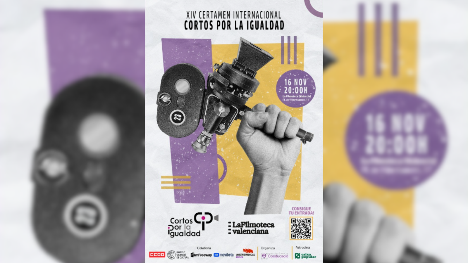 Cartell de la XVI edició del certamen internacional Cortos por la Igualdad