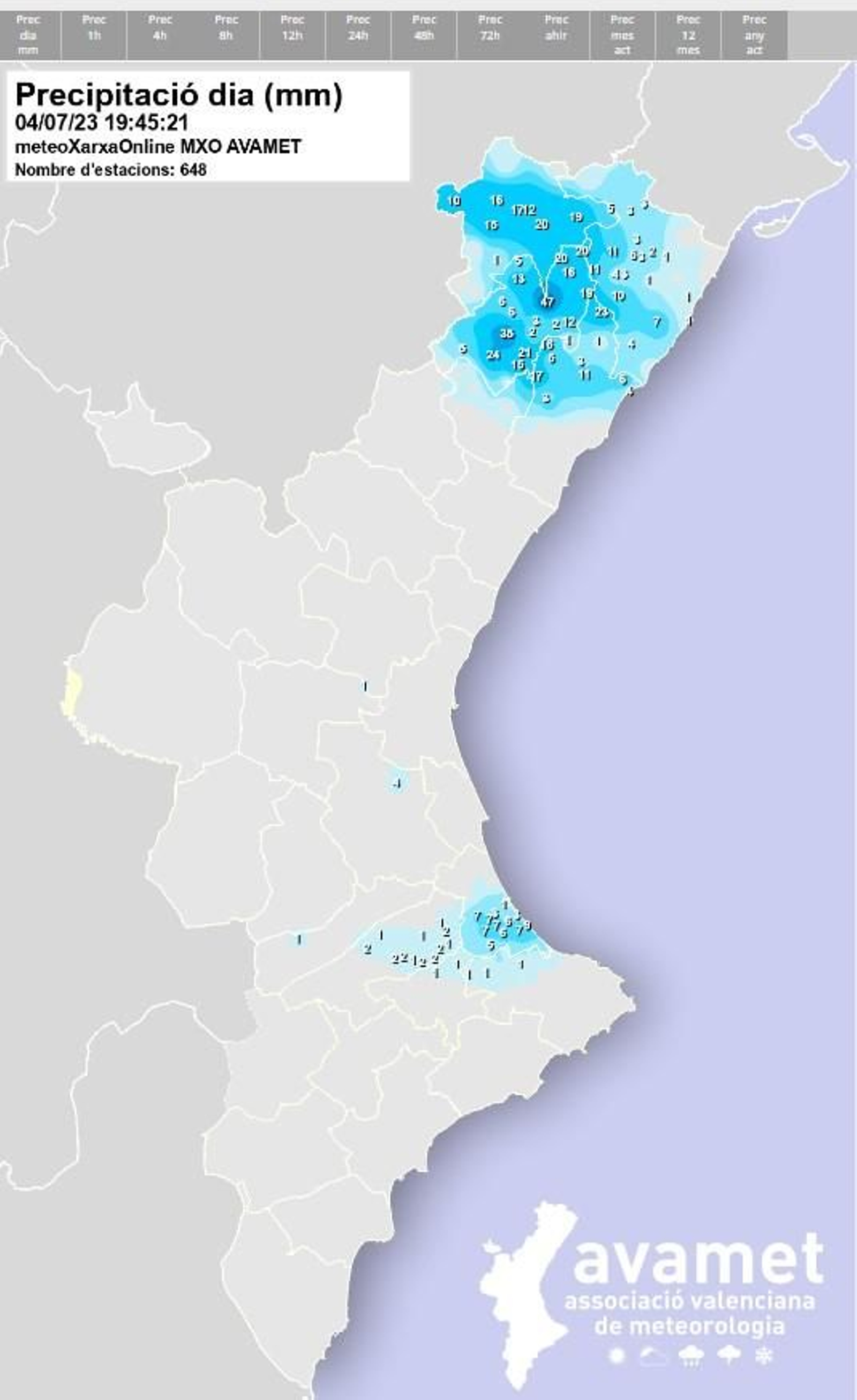 Evolució de les tempestes al nord de Castelló