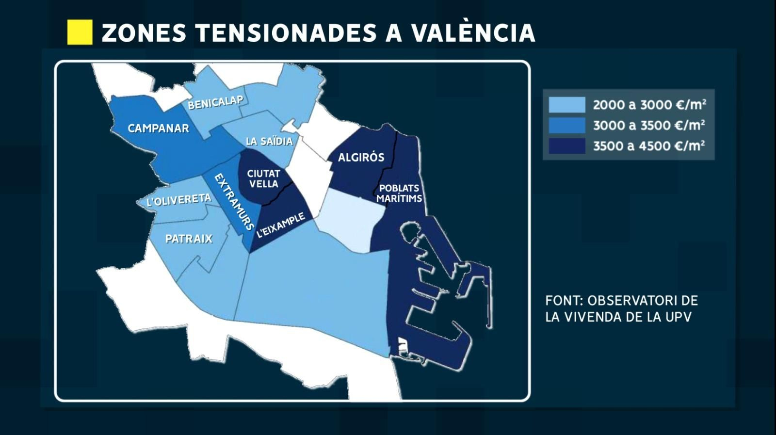 Mapa dels preus del lloguer a València