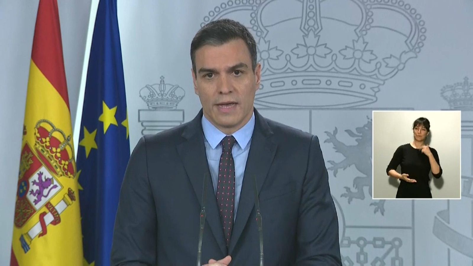Pedro Sánchez, durant la roda de premsa