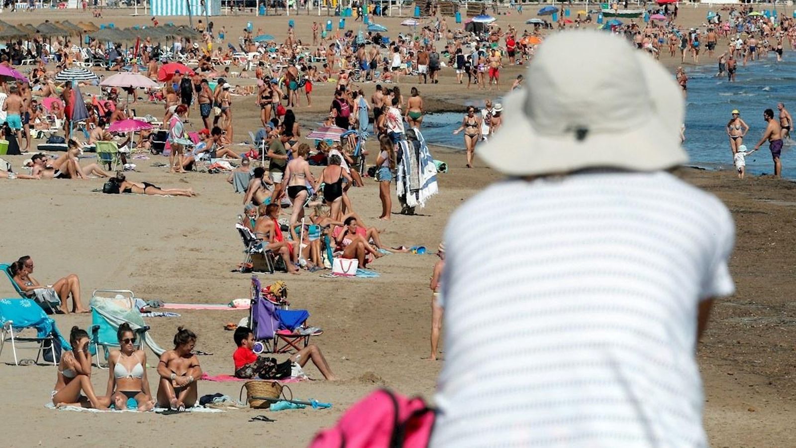 Imatge de la platja de la Malva-rosa, de gom a gom, el passat 19 de setembre