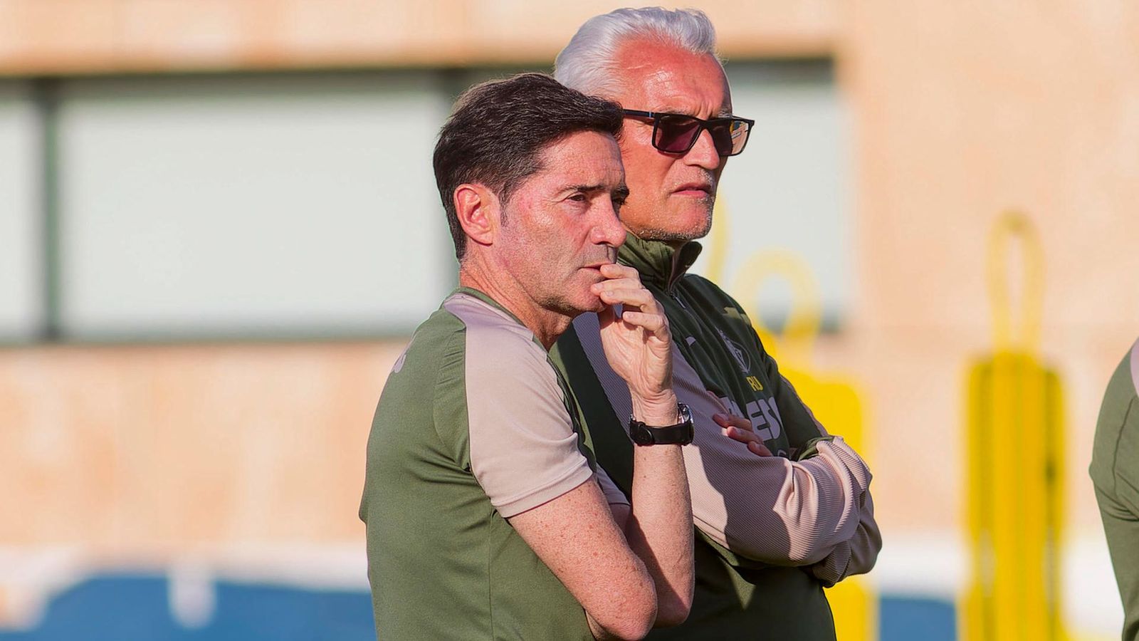 Marcelino García Toral i Rubén Uría, durant un entrenament