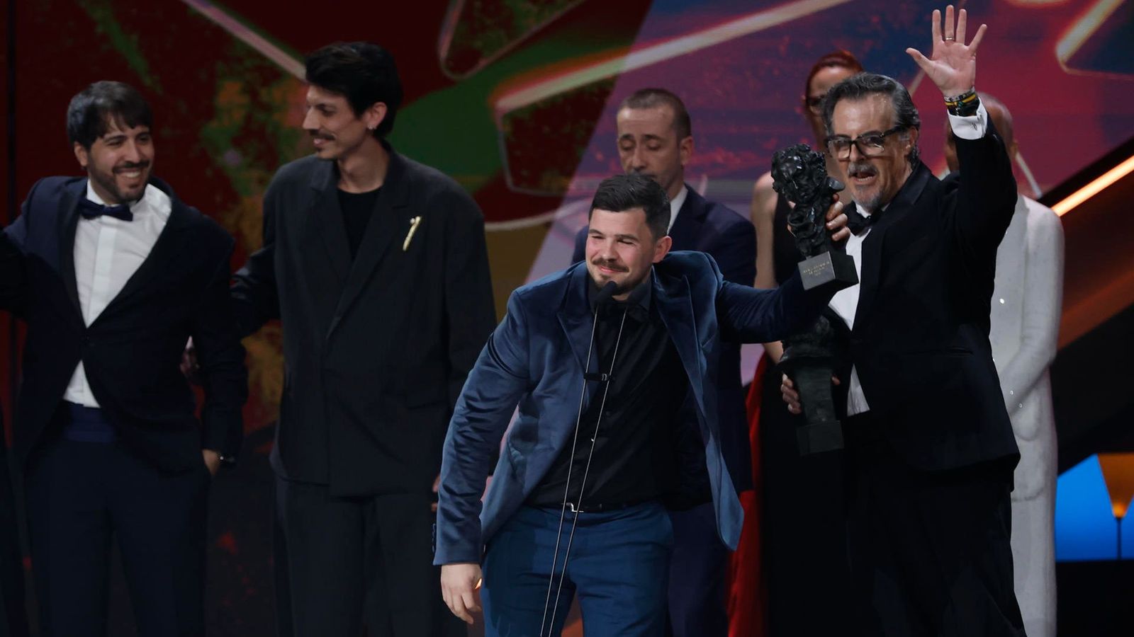 L'equip creador del curtmetratge "Àngulo muerto" guanya el Goya a millor curtmetratge de ficció durant la cerimònia d'entrega dels Premis Goya en la seua 40 edició, este dissabte a l'Auditori Fòrum CCIB de Barcelona