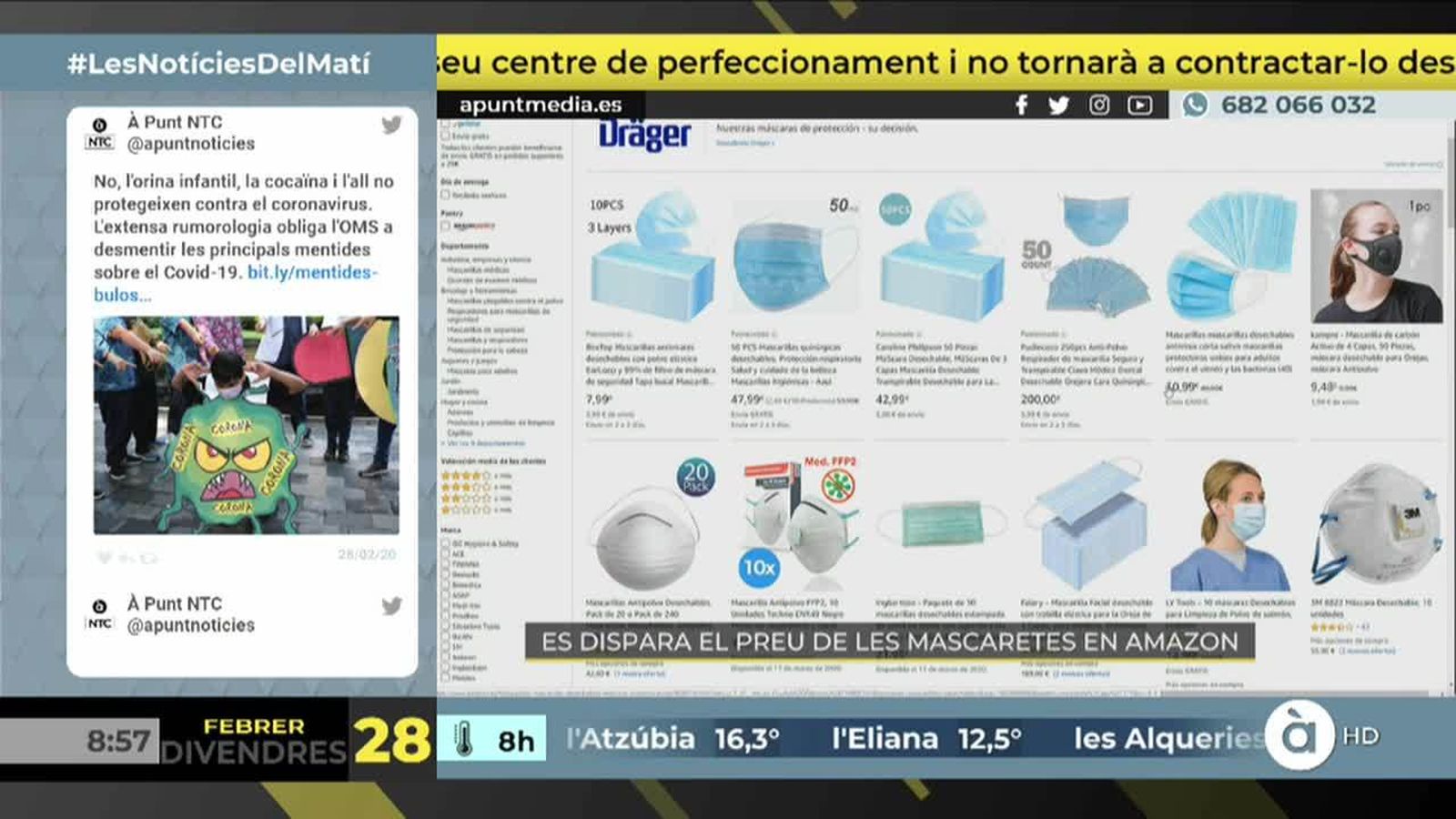28.02.2020 | Xarxes | NM Es disparen els preus de les mascaretes en Amazon