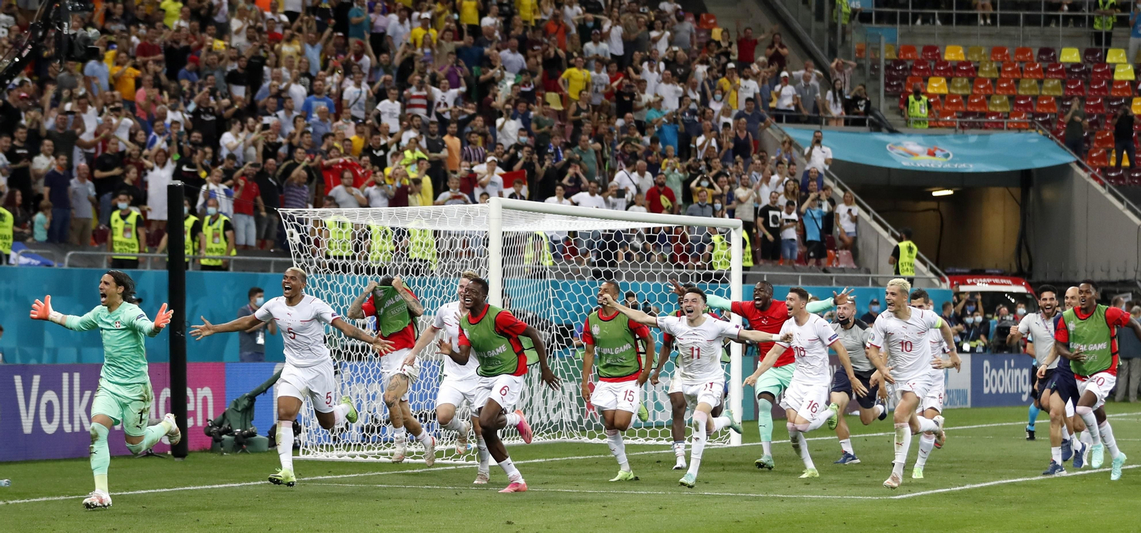 Celebració de la classificació per a quarts de final de Suïssa