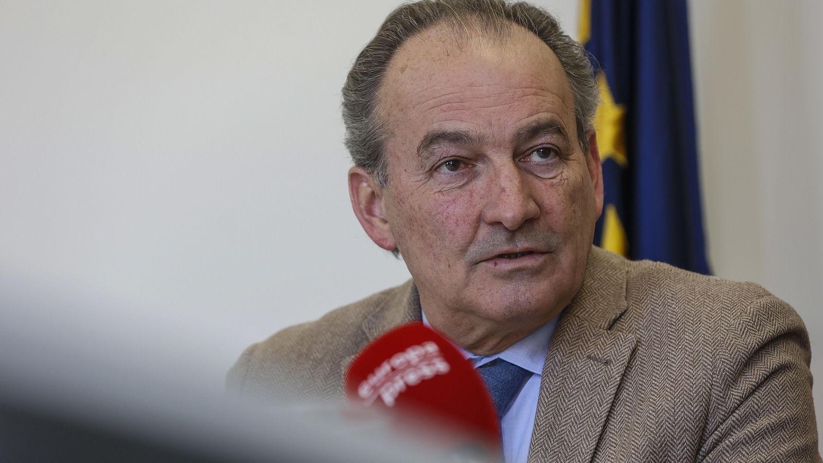 El conseller d'Agricultura, Ramaderia i Pesca, José Luis Aguirre (Vox) en una entrevista amb Europa Press