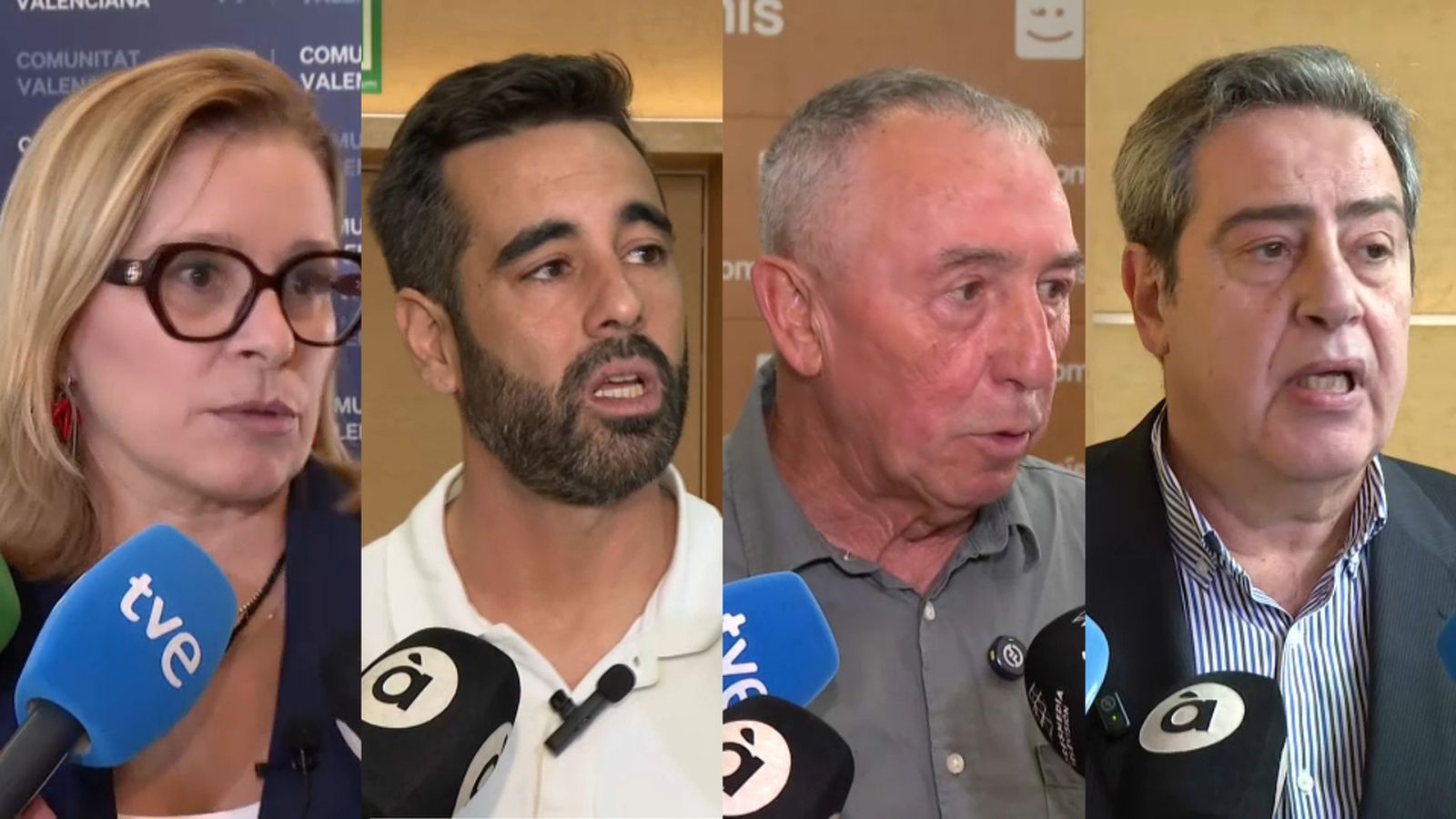 Declaracions als mitjans de Mari Carmen Contelles (PP), José Muñoz (PSPV), Joan Baldoví (Compromís) i José María Llanos (Vox) / À Punt NTC