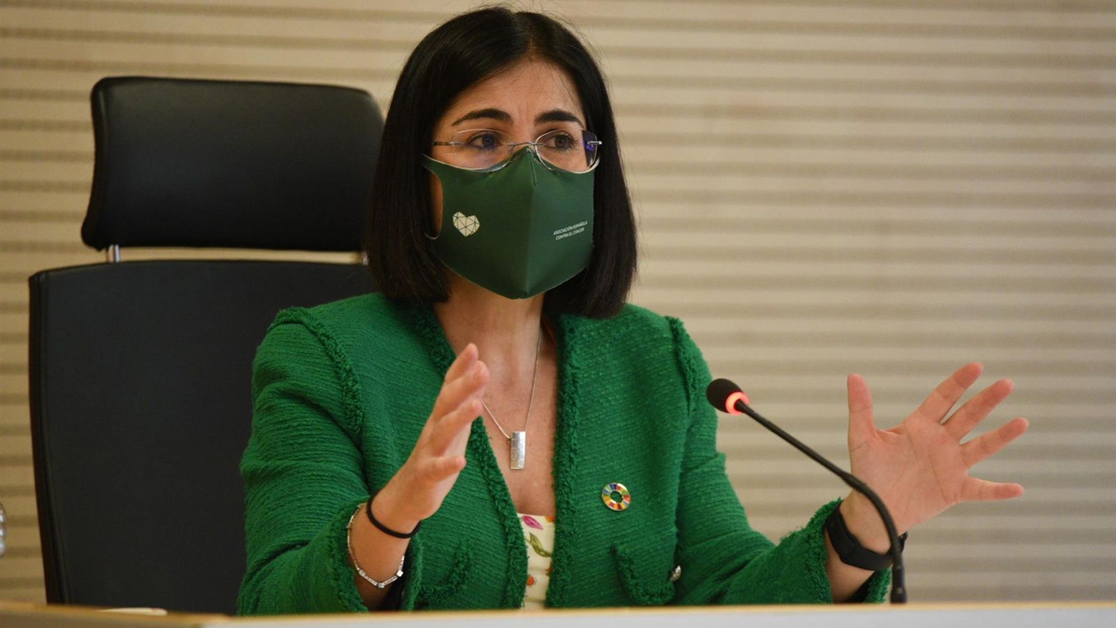 La ministra Carolina Darias en la roda de premsa que va oferir el passat abril, durant la visita a València