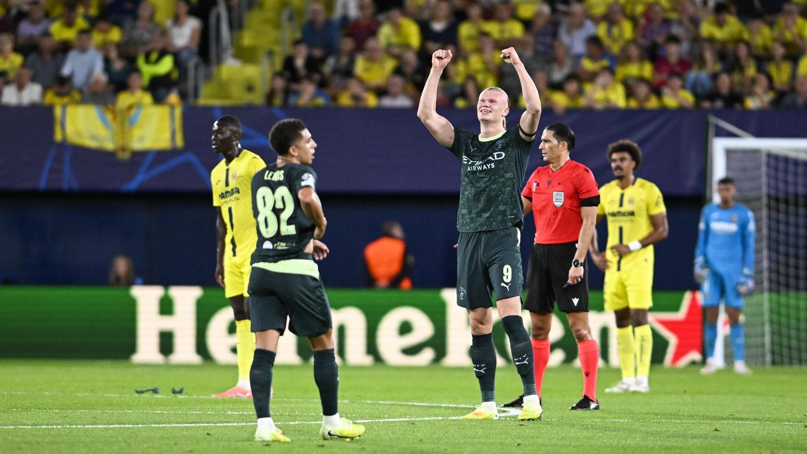 Haaland celebra un gol a la Ceràmica
