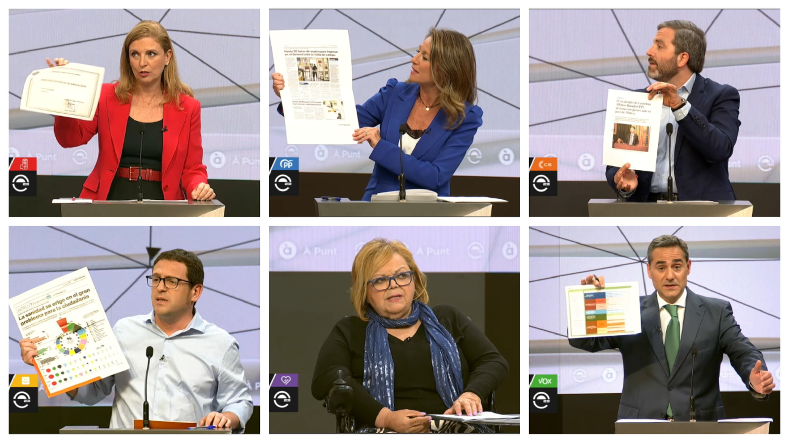 Els candidats i candidades a l'alcaldia de Castelló de la Plana durant el debat