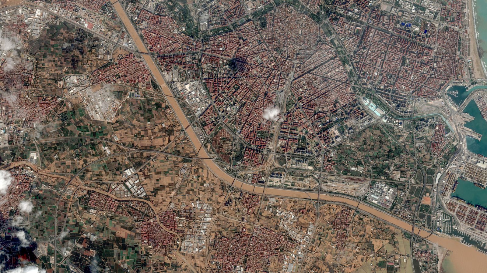 Imatge de satèl·lit dels efectes del pas de la DANA