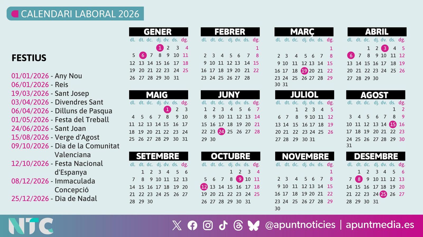 Calendari laboral 2026