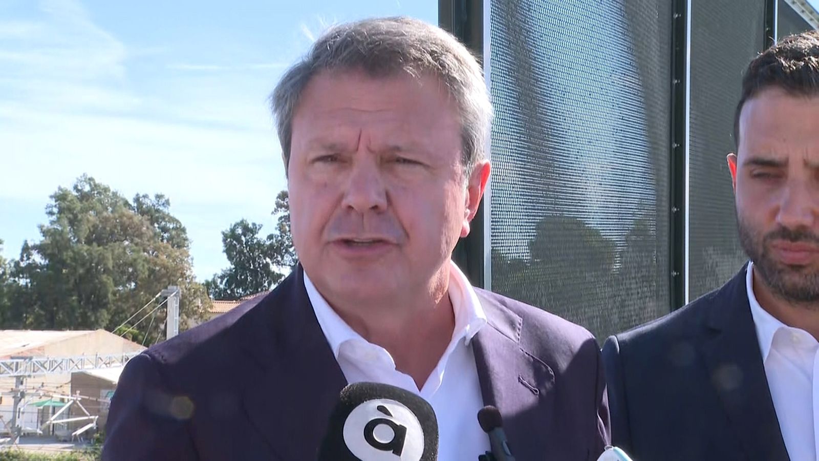 Declaracions del secretari d'estat de Transports, José antonio Santano, i l'alcalde de Sagunt, Dario Moreno