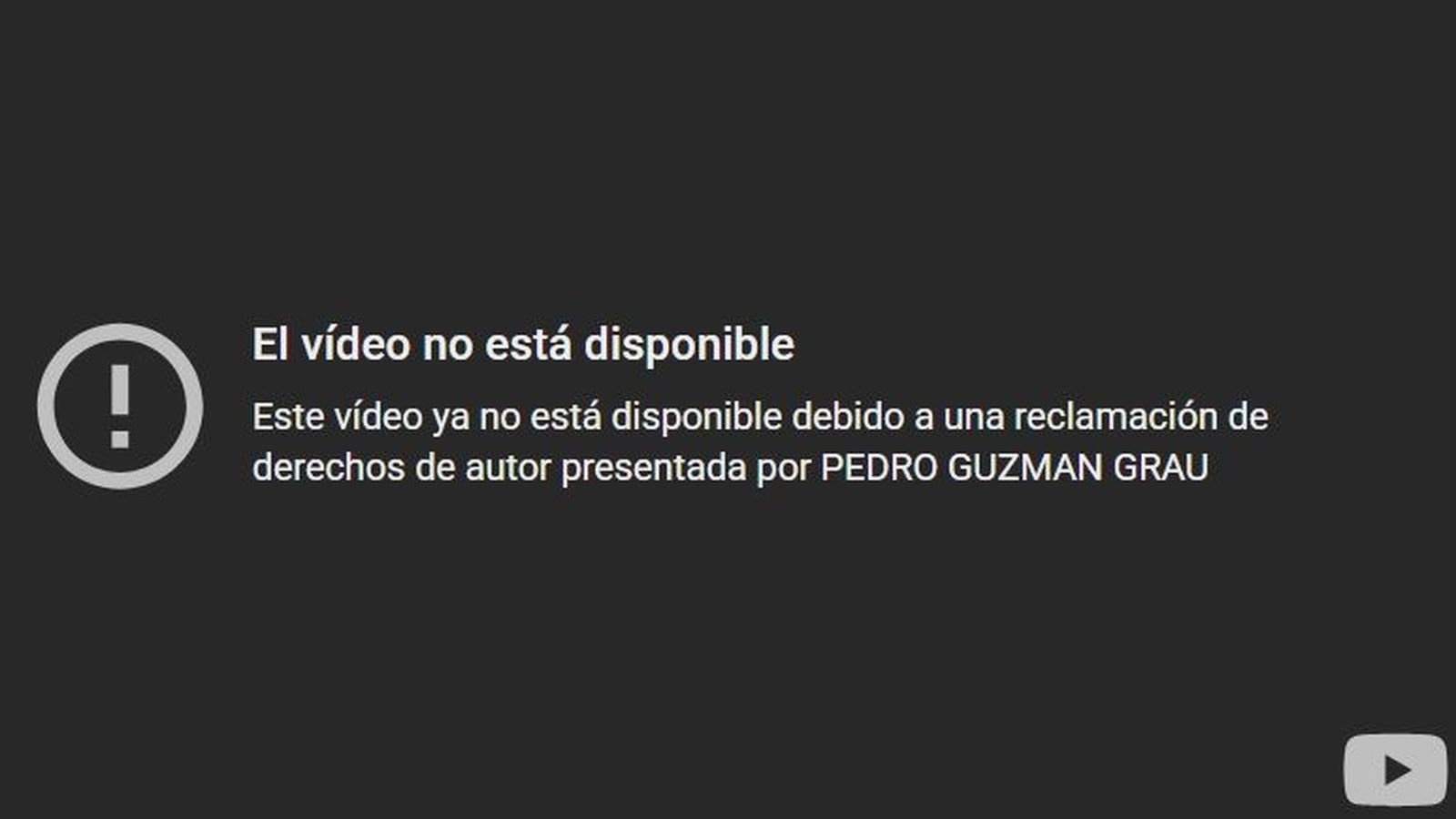 Vídeo despublicat a Youtube