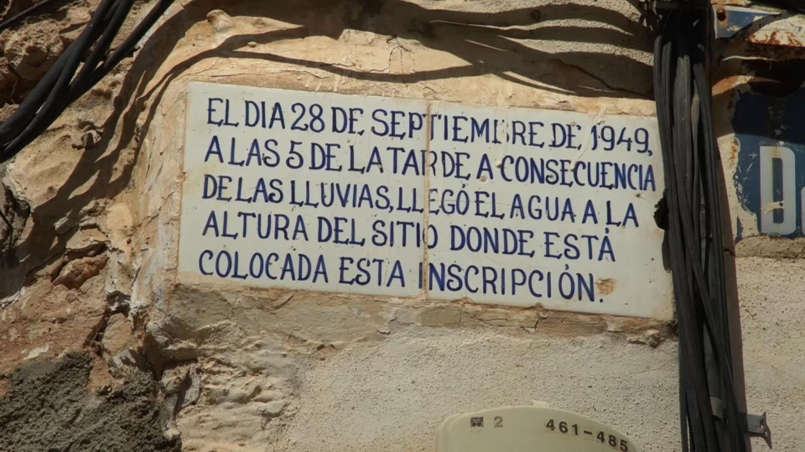 Cartell que recorda la riuada del 1949 a Bétera