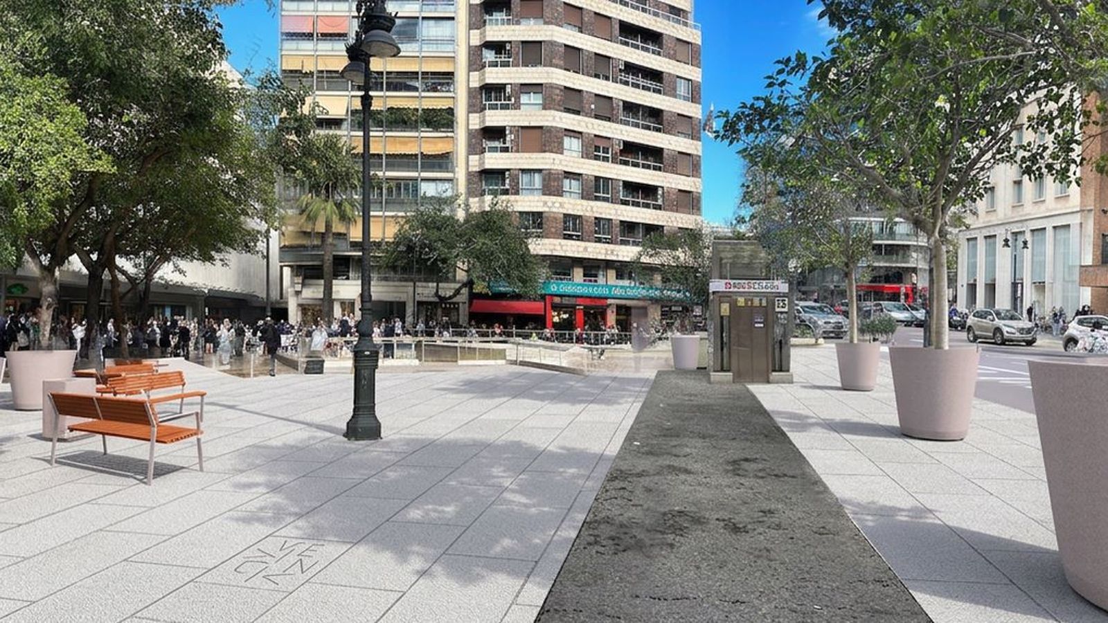 Recreació del carrer Colón amb les reformes de 'Valentia'