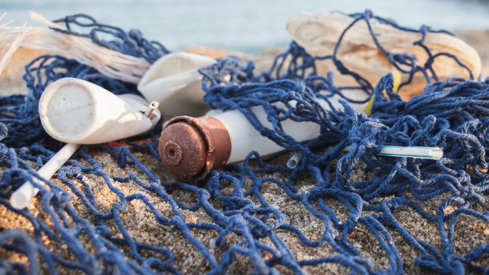 Deixalles de plàstic en una platja