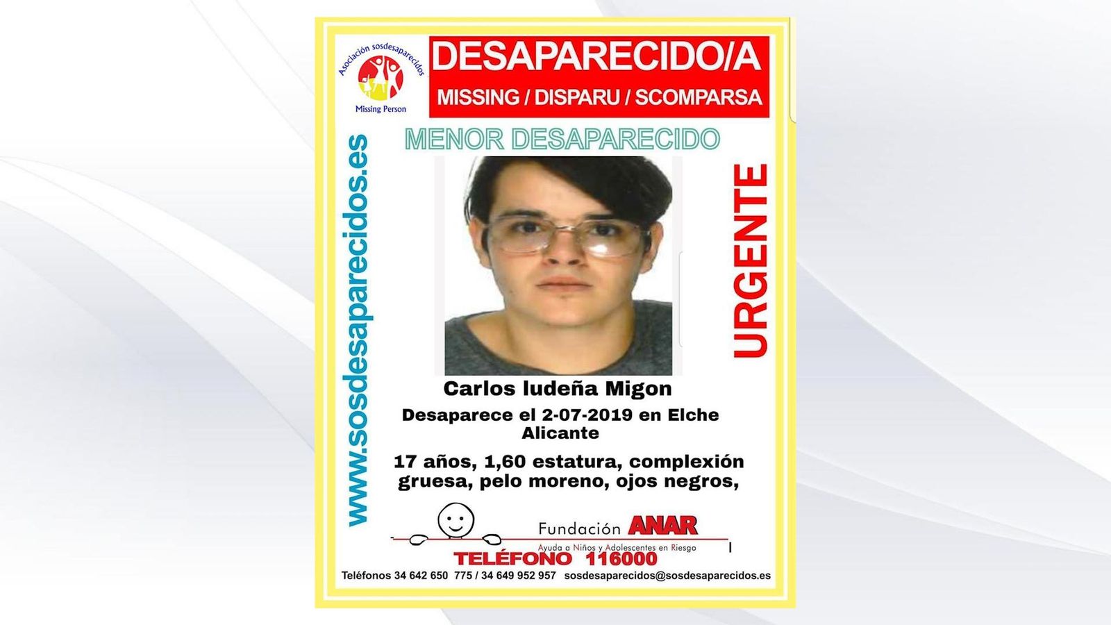 Busquen un menor desaparegut des de dimarts a Elx