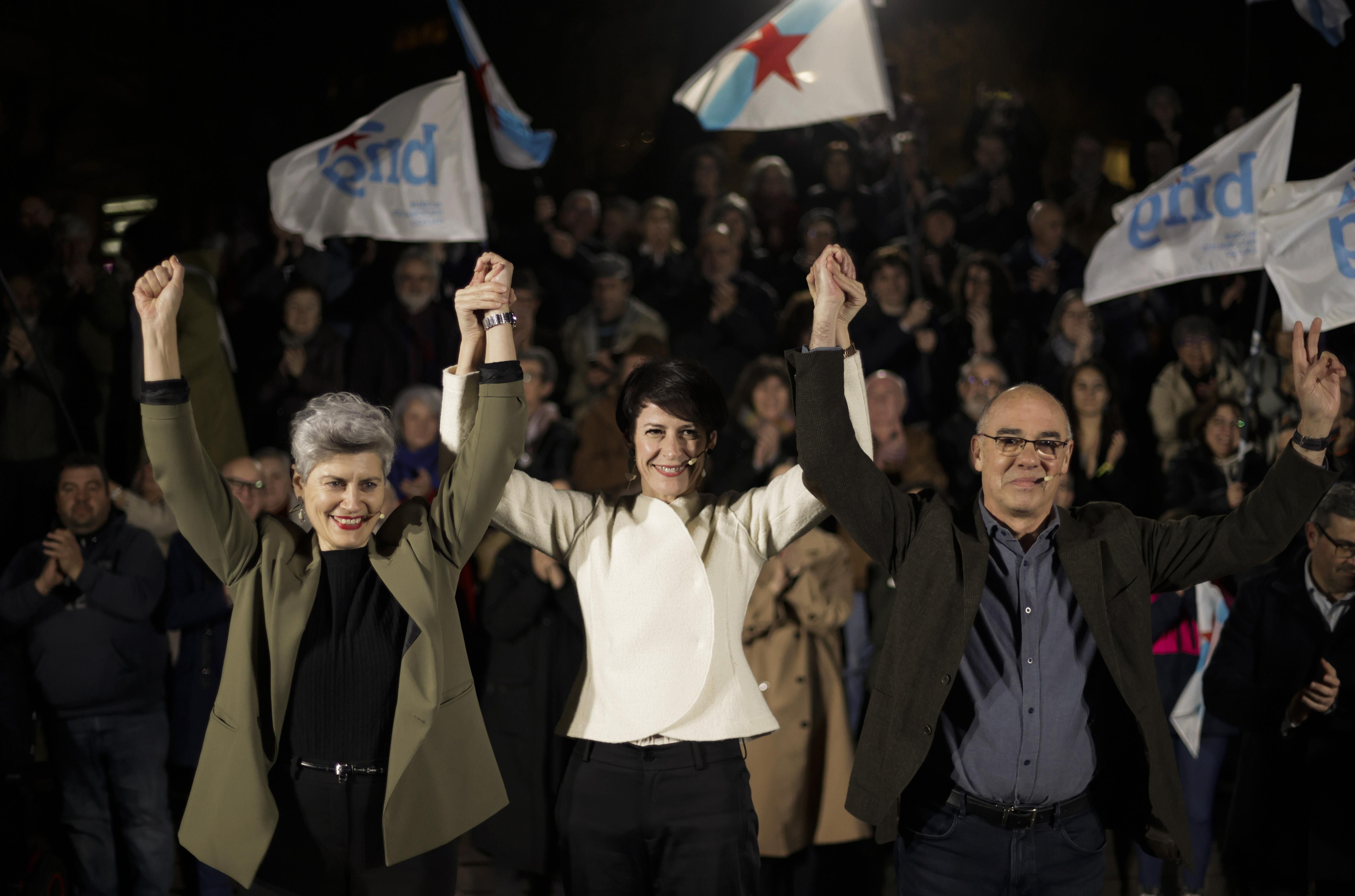 La candidata del BNG a la presidència de la Xunta de Galícia, Ana Pontón, en l'acte d'obertura de campanya a la Corunya
