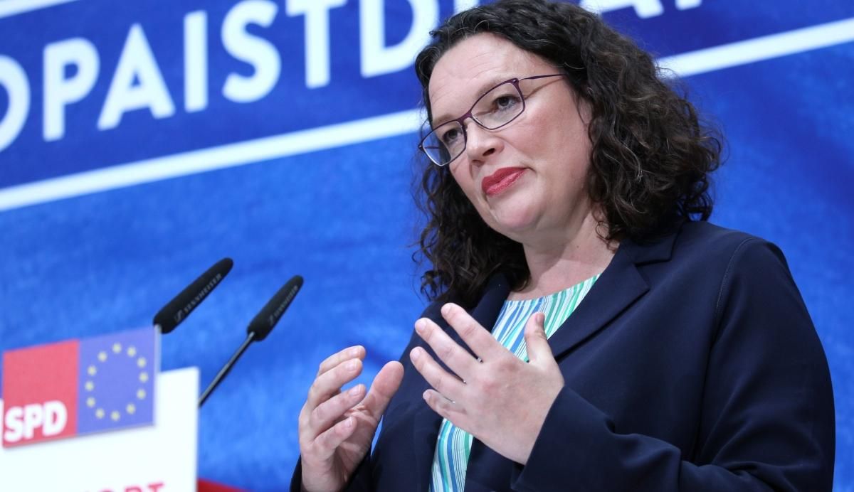 La líder de l’SDP, Andrea Nahles, en una imatge d'arxiu La líder de l’SDP, Andrea Nahles, en una imatge d'arxiu