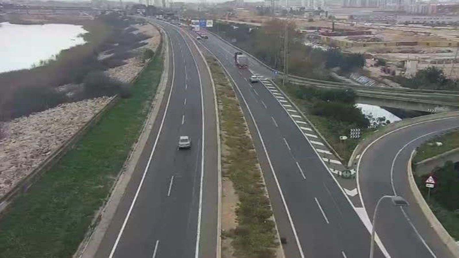 Un punt de la V-30, la circumval·lació sud-oest de València, on va tindre lloc l'accident este dimecres a la vesprada