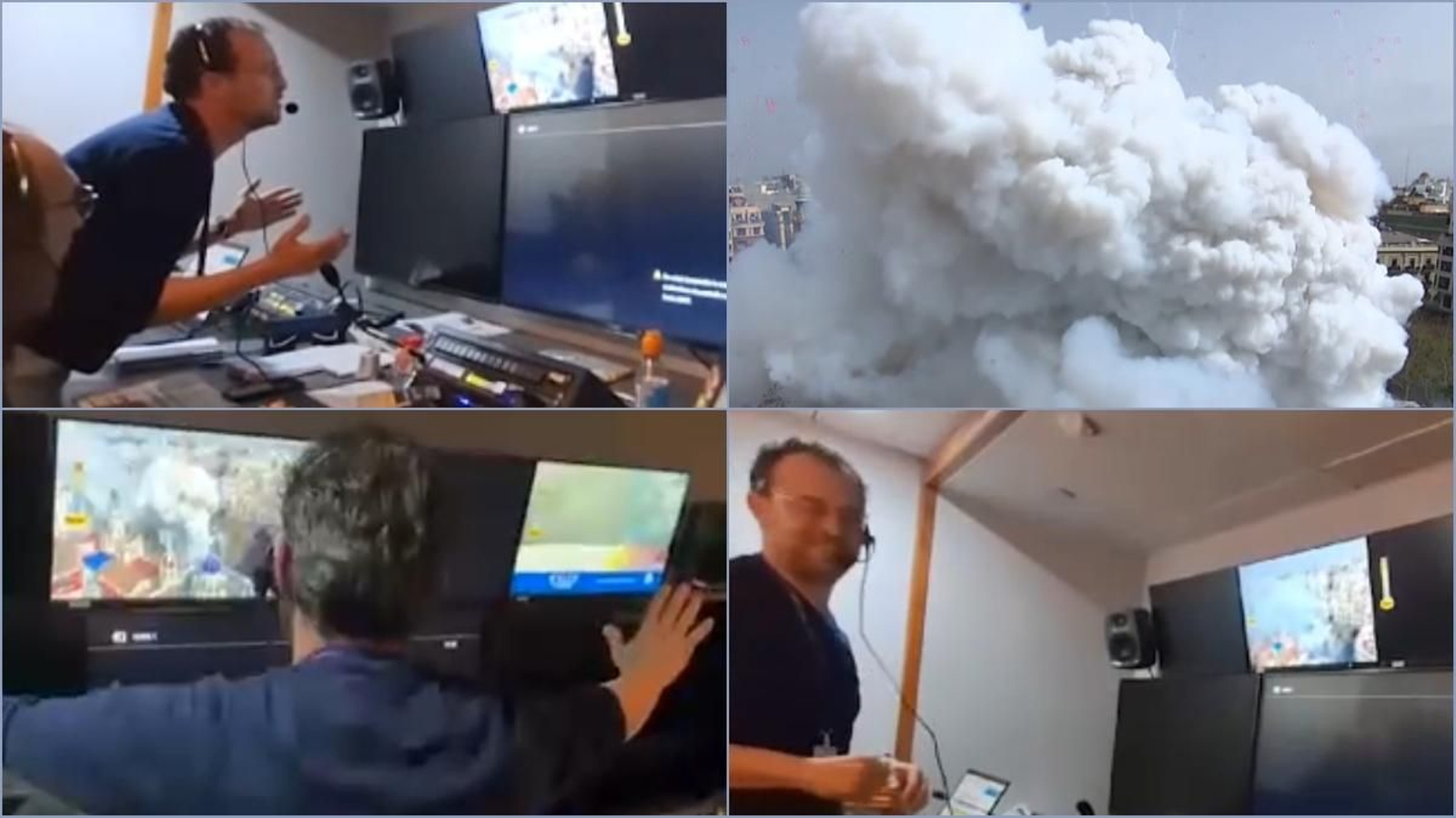 Dani Vila en plena realització a l'interior de la unitat mòbil durant la retransmissió de la mascletà