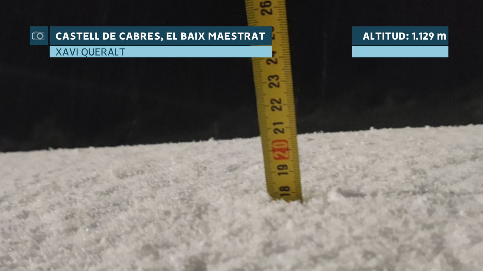 L'espessor de la neu a Castell de Cabres arriba quasi a 18 centímetres