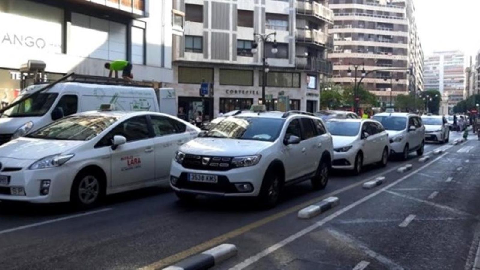 Manifestació de taxistes, el passat 1 d'agost a la ciutat de València