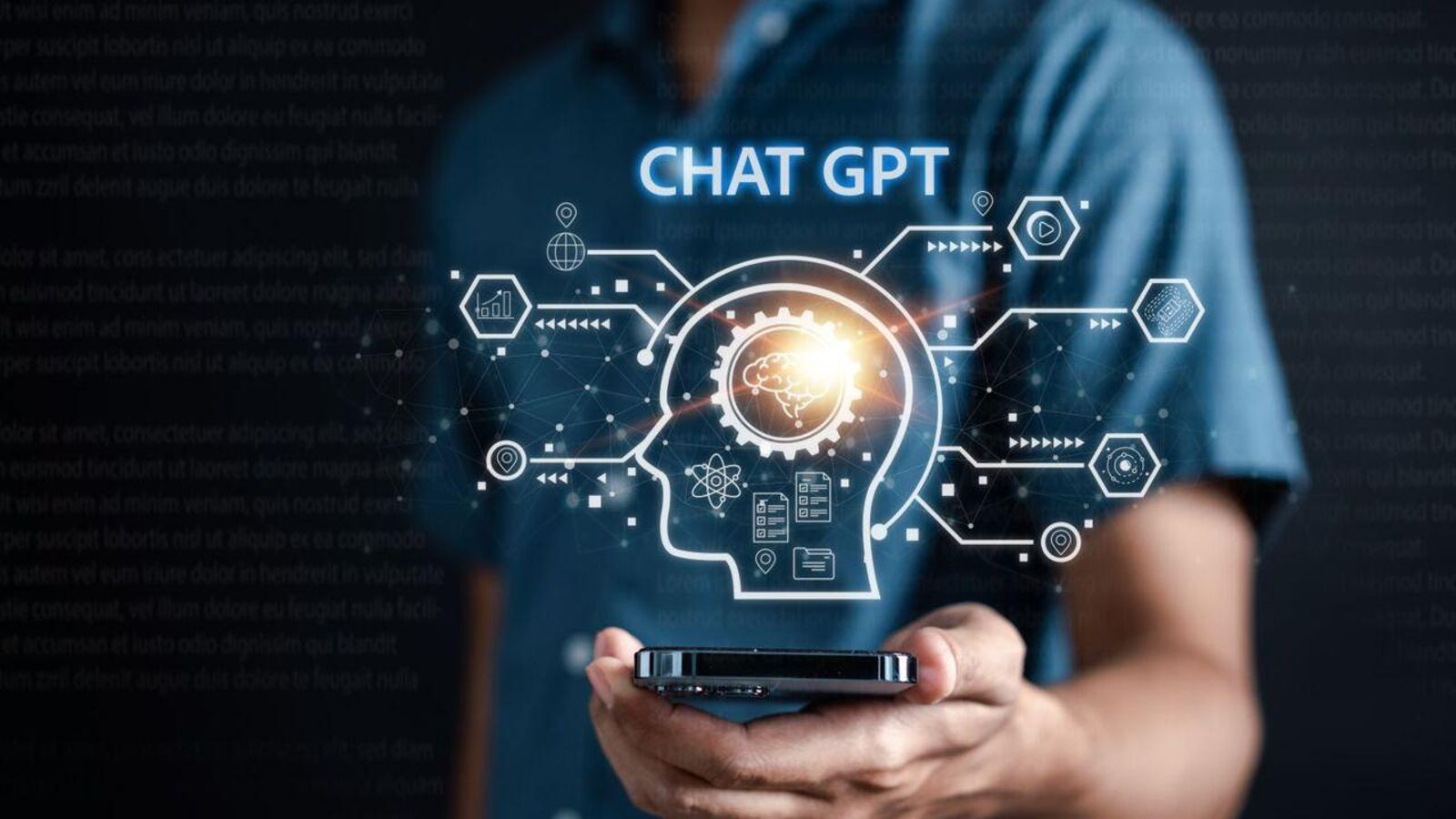 Recreació il·lustrada d'una persona usat ChatGPT en el telèfon