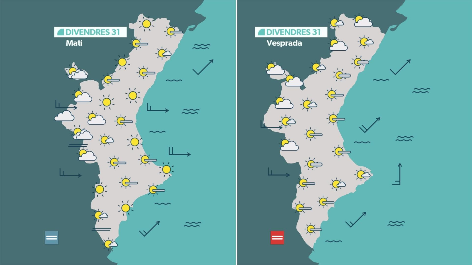 Previsió meteorològica per a este divendres, 31 d'octubre