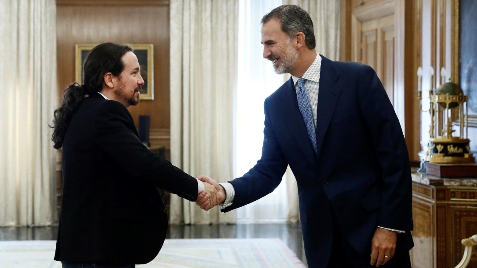 El líder d'Unides Podem, Pablo Iglesias, es reuneix amb el rei Felip VI a la Zarzuela