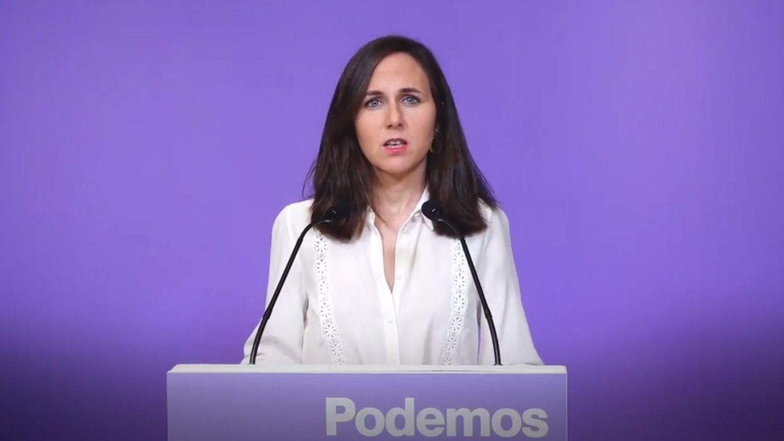 Captura del missatge de la ministra de Drets Socials en funcions, Ione Belarra, informant de la petició al TPI