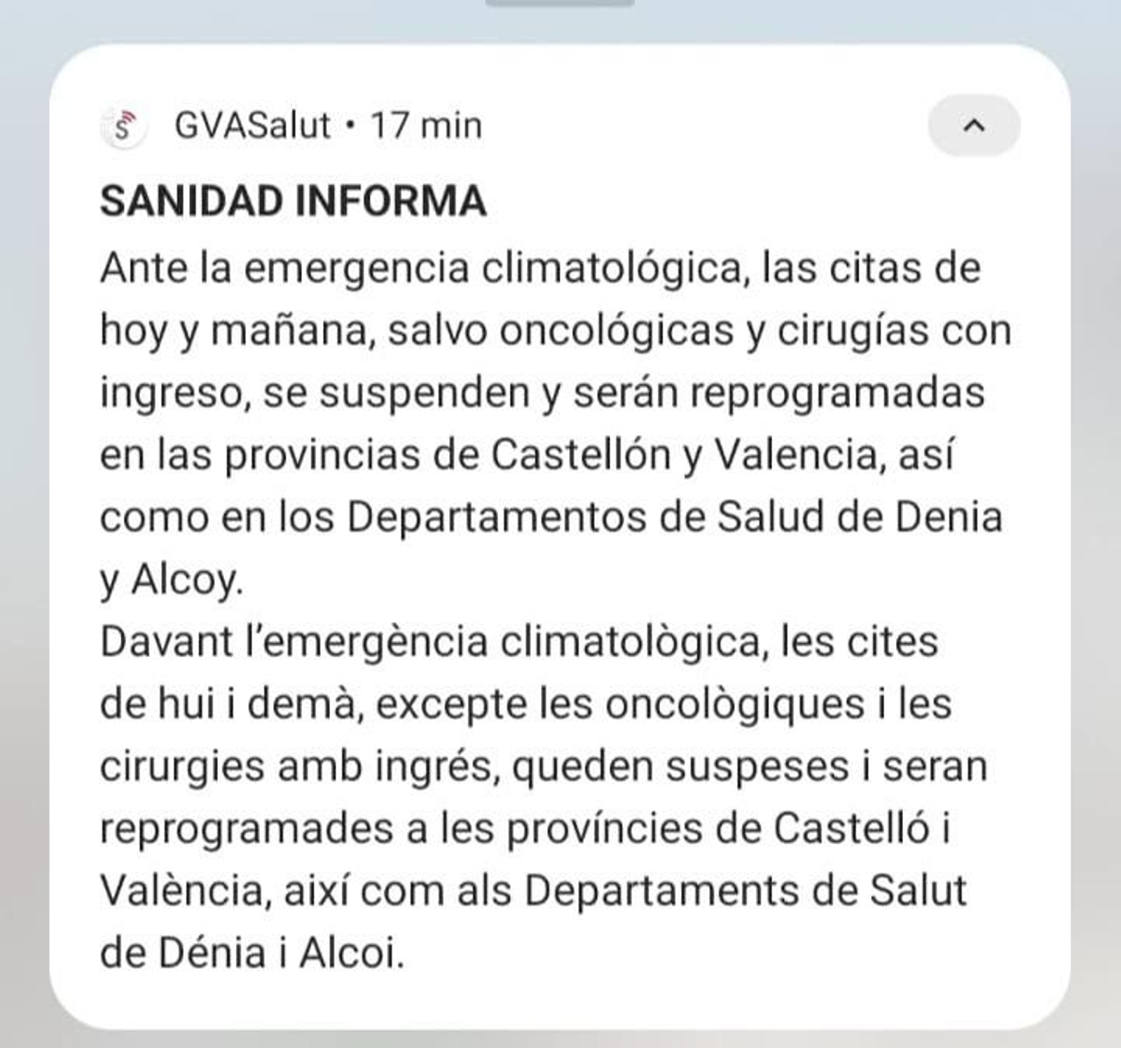 Sanitat informa a través de l'app GVASalut