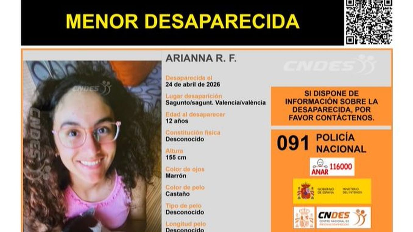 L'alerta publicada pel Centre Nacional de Persones Desaparegudes