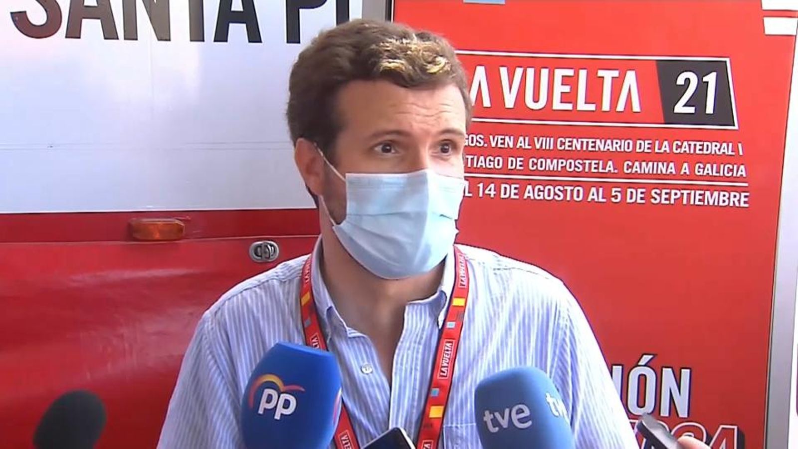 Pablo Casado en l'eixida de l'octava etapa de la Volta Ciclista a Santa Pola
