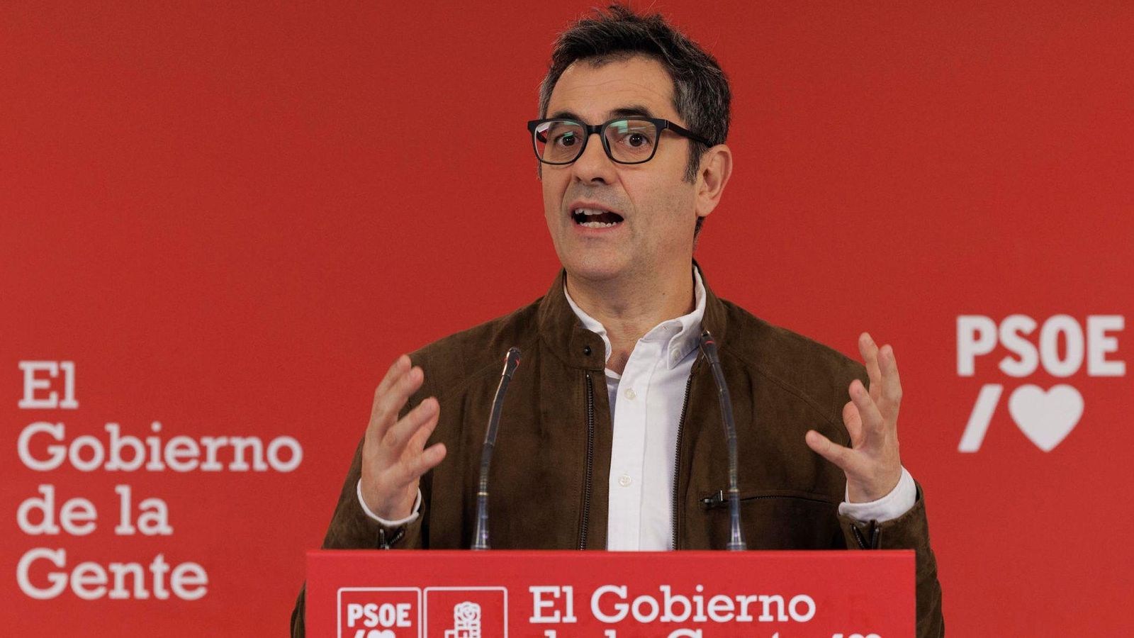 El ministre Félix Bolaños durant la intervenció d'aquest diumenge