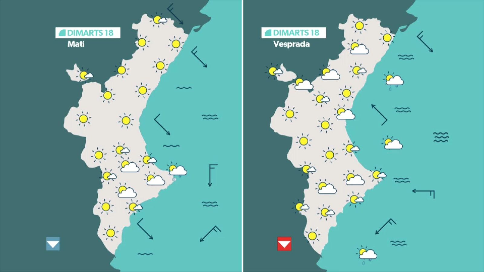 La previsió meteorològica este dimarts