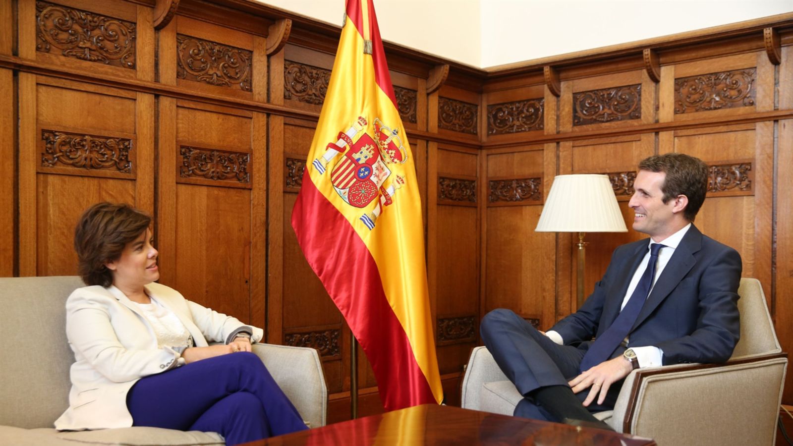 Casado i Santamaría, en un moment de la reunió