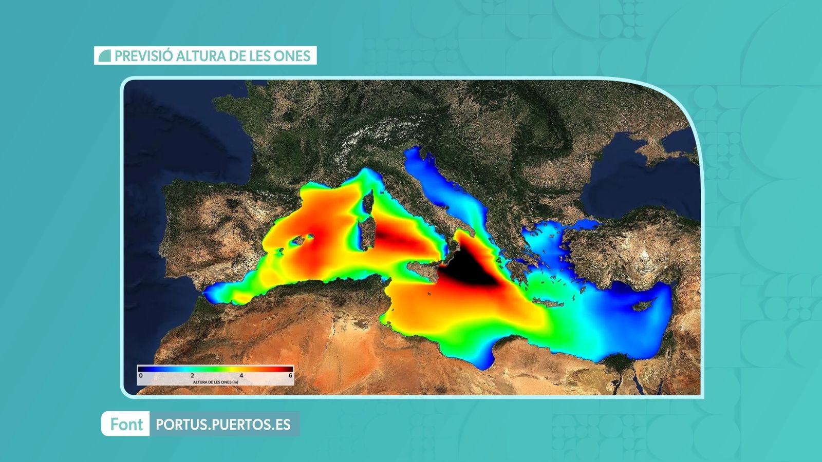 ALTURA DE LES ONES PREVISTA EN EL MEDITERRANI